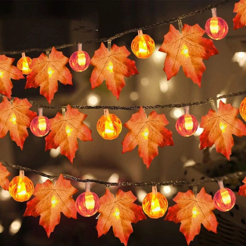 Halloween LED Pumpkin Lantern and Maple Leaf Decorative Fairy Lights | High & Bury