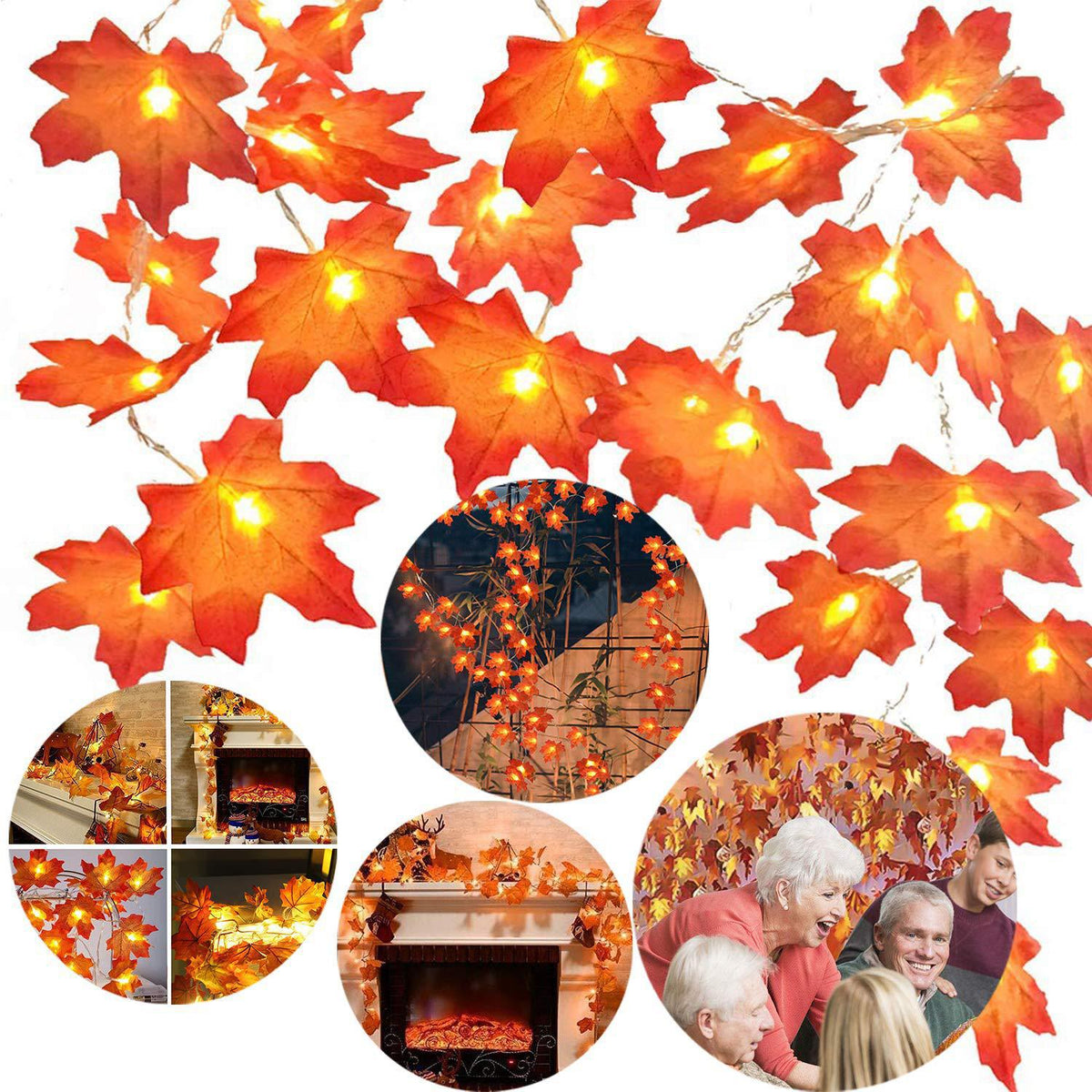 Halloween LED Pumpkin Lantern and Maple Leaf Decorative Fairy Lights | High & Bury
