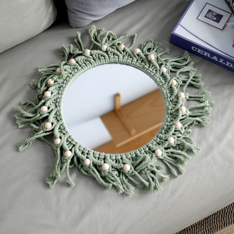 Hand-Knotted Mirror with Macrame Border | High & Bury