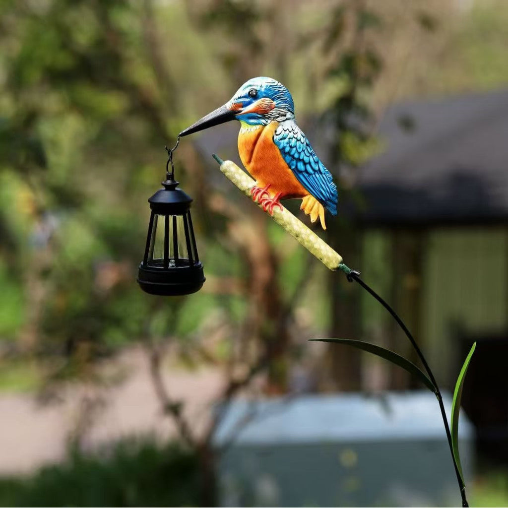 Hand-Painted Kingfisher Garden Lantern Stake | High & Bury
