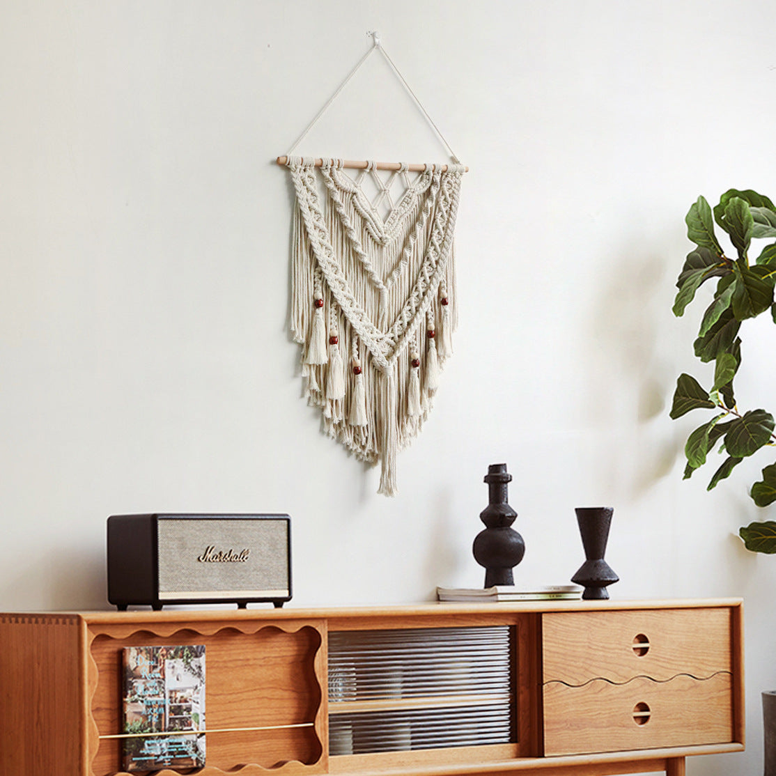 Hand-Woven Macrame Wall Hanging with Decorative Tassels | High & Bury