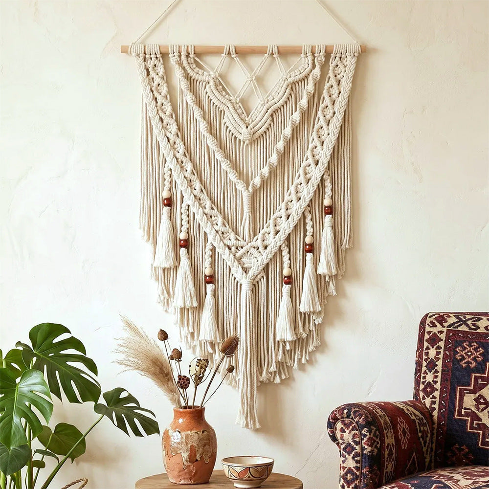 Hand-Woven Macrame Wall Hanging with Decorative Tassels | High & Bury