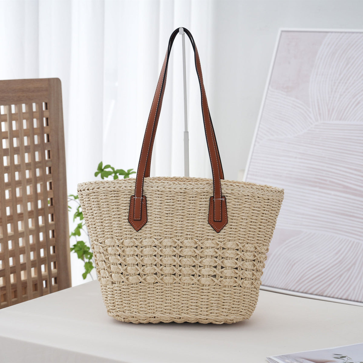 Handbag Beige Brown Modern Design | High & Bury