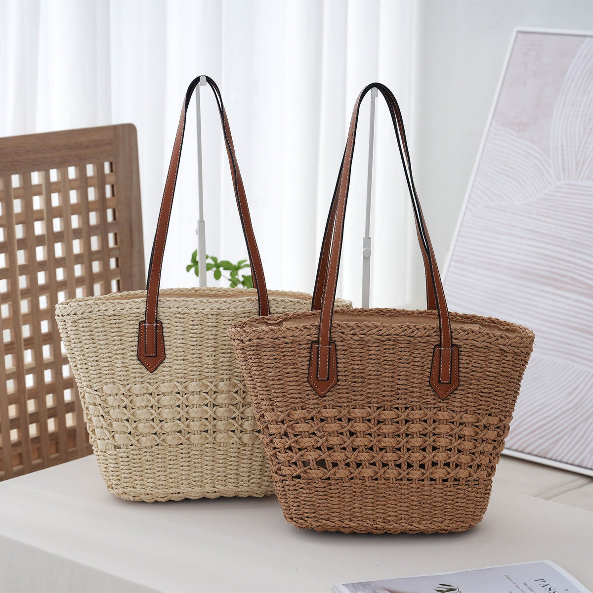 Handbag Beige Brown Modern Design | High & Bury