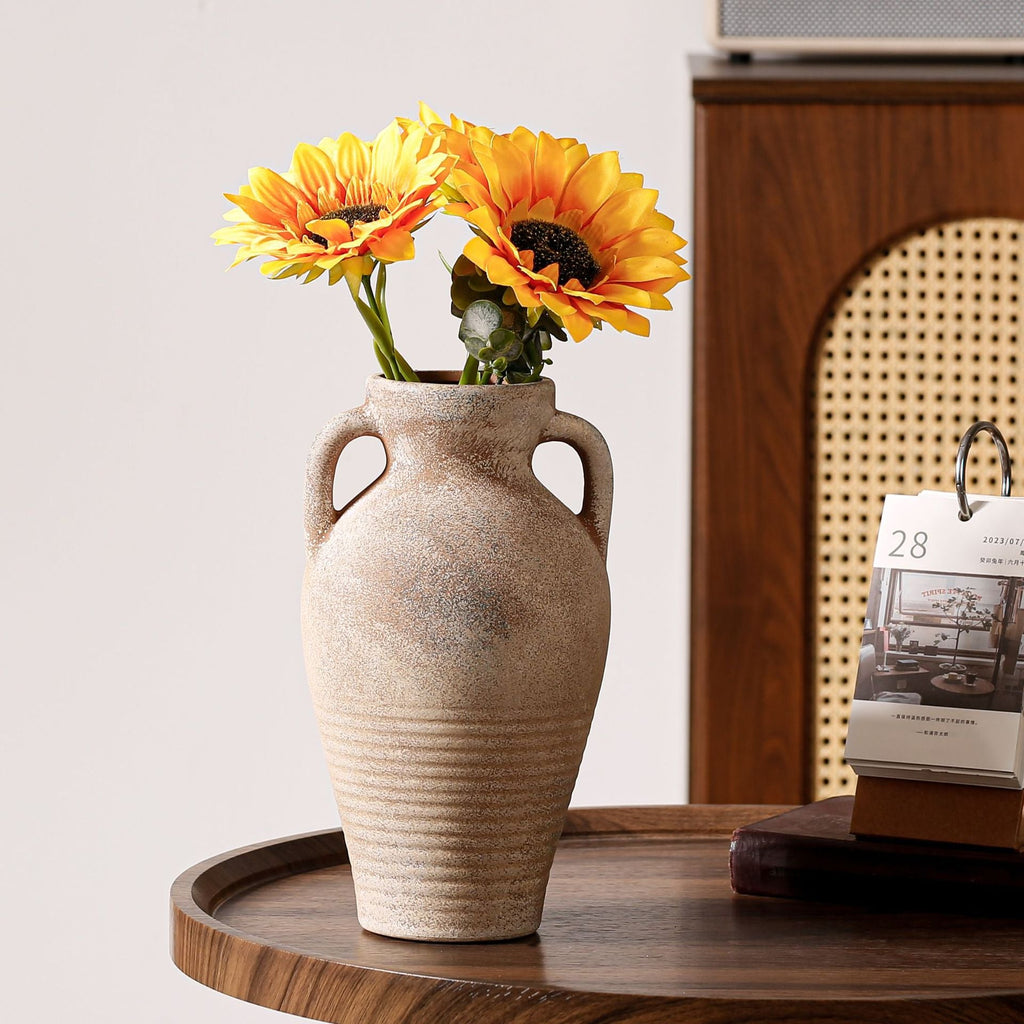 Handcrafted Ceramic Vase Beige Black | High & Bury
