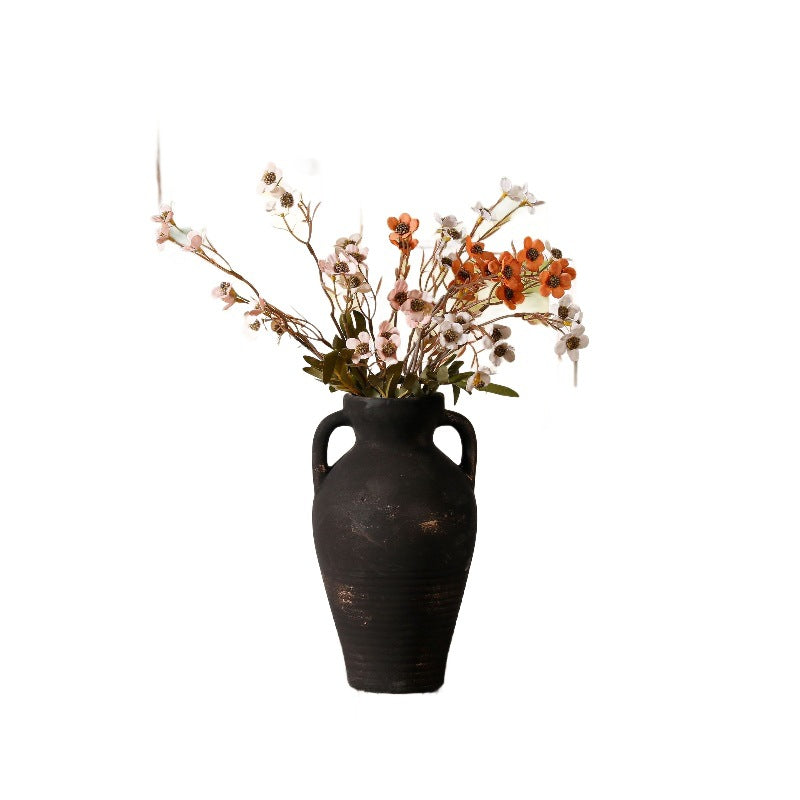 Handcrafted Ceramic Vase Beige Black | High & Bury