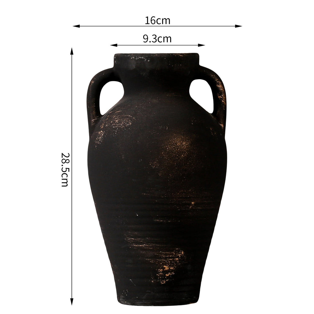 Handcrafted Ceramic Vase Beige Black | High & Bury