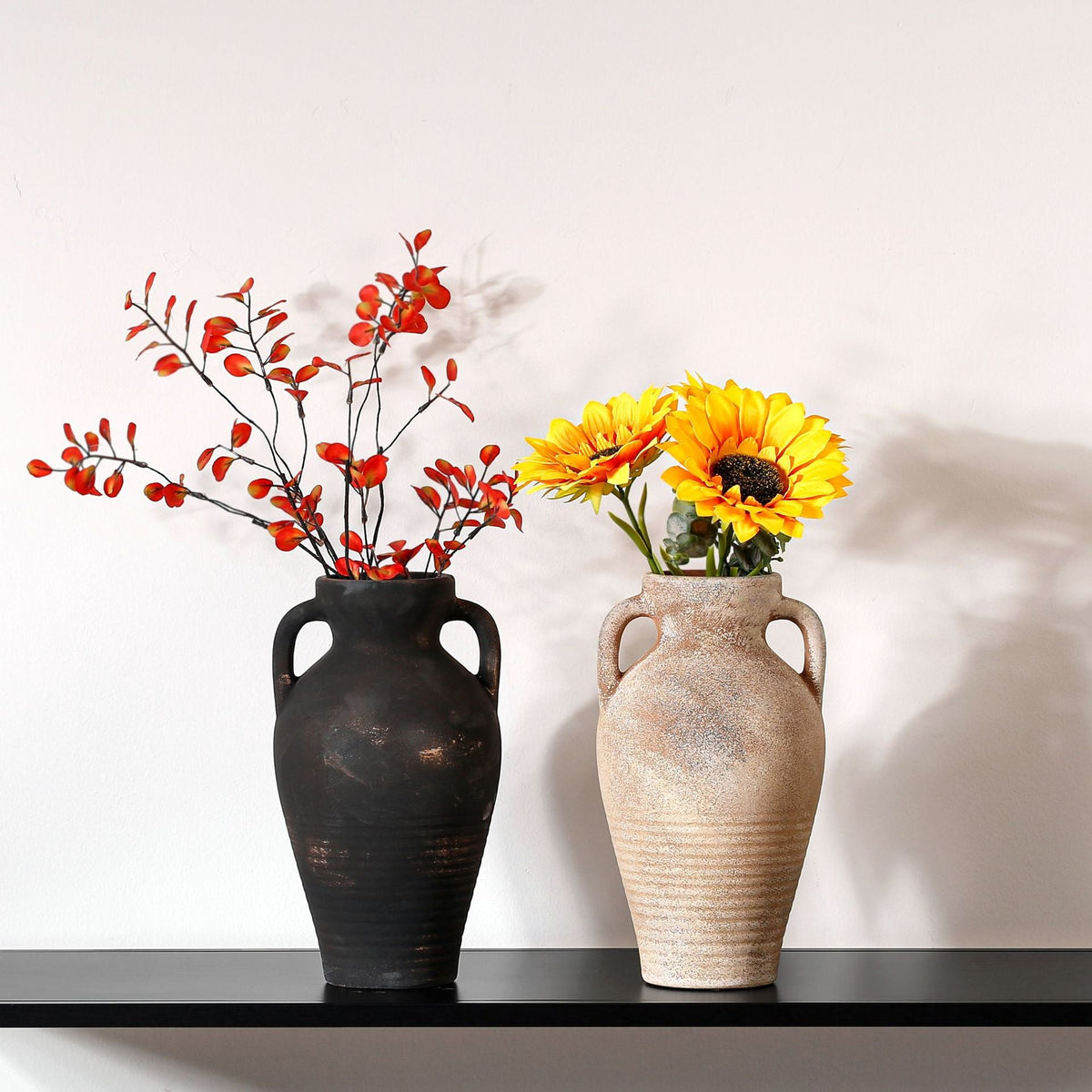 Handcrafted Ceramic Vase Beige Black | High & Bury