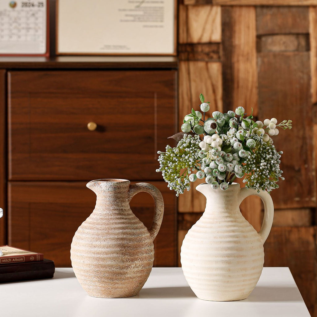 Handcrafted Ceramic Vase with Ribbed Structure | High & Bury