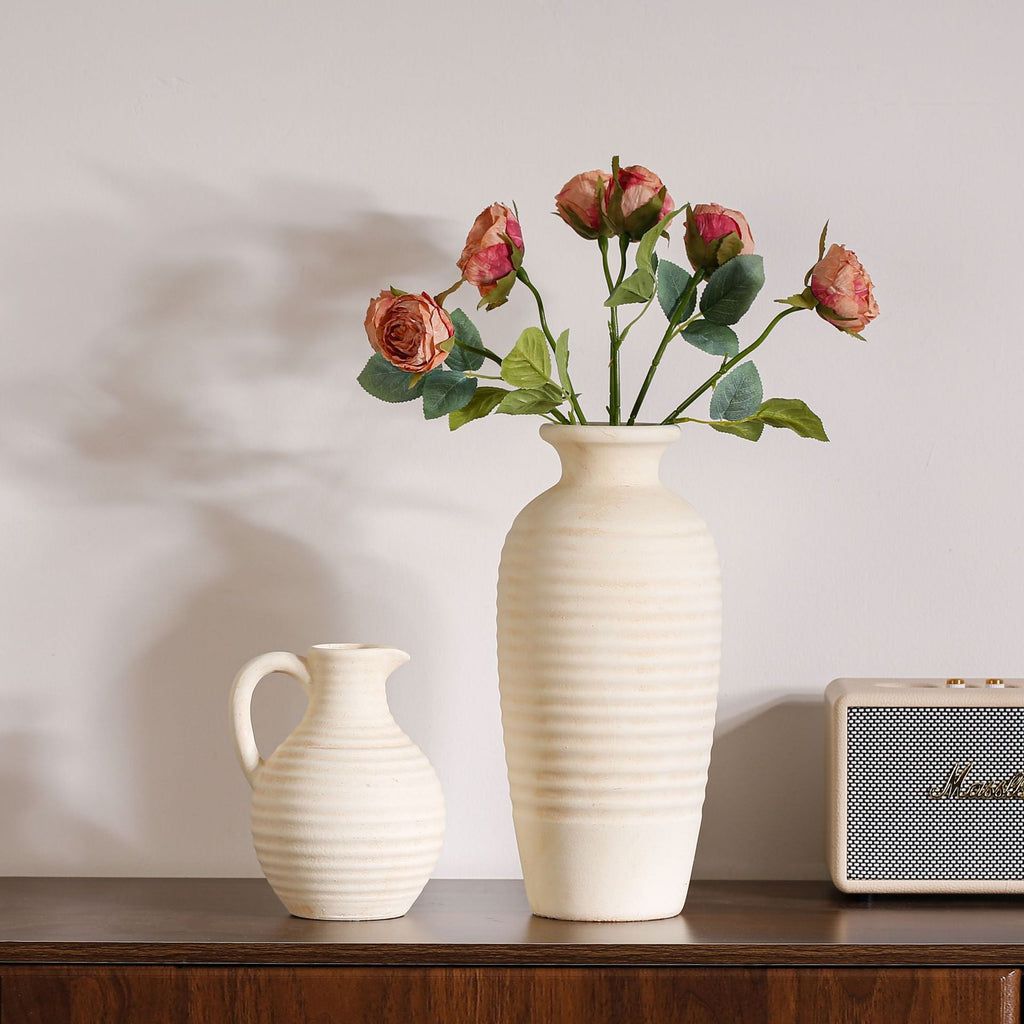 Handcrafted Ceramic Vase with Ribbed Structure | High & Bury