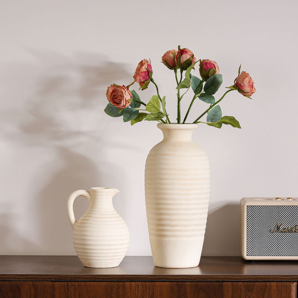 Handcrafted Ceramic Vase with Ribbed Structure | High & Bury