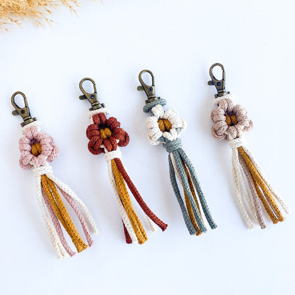Handcrafted Macrame Flower Keychain | High & Bury