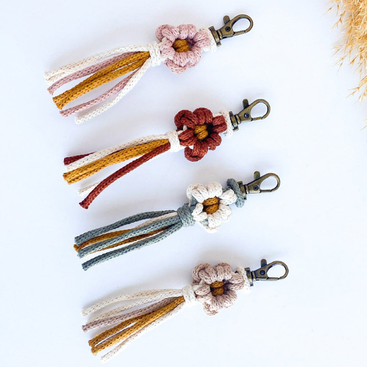 Handcrafted Macrame Flower Keychain | High & Bury