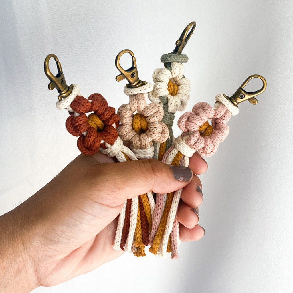 Handcrafted Macrame Flower Keychain | High & Bury