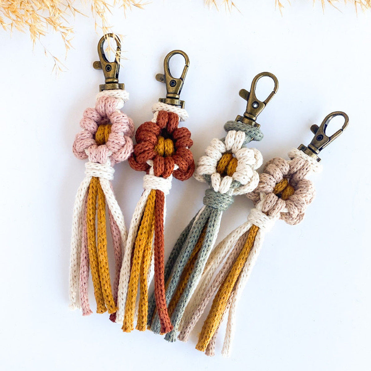 Handcrafted Macrame Flower Keychain | High & Bury