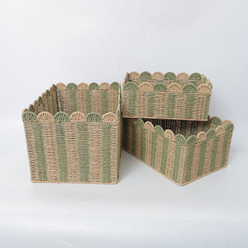 Handcrafted Natural Fiber Storage Basket Brown Khaki | High & Bury