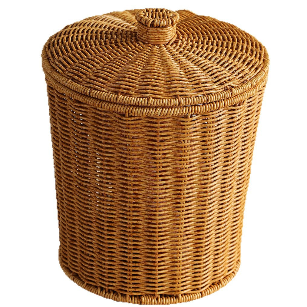 Handcrafted Natural Willow Trash Basket | High & Bury