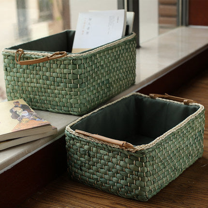 Handcrafted Organizer Basket with Two Handles | High & Bury