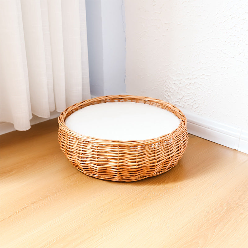 Handcrafted Round Wicker Storage Basket | High & Bury