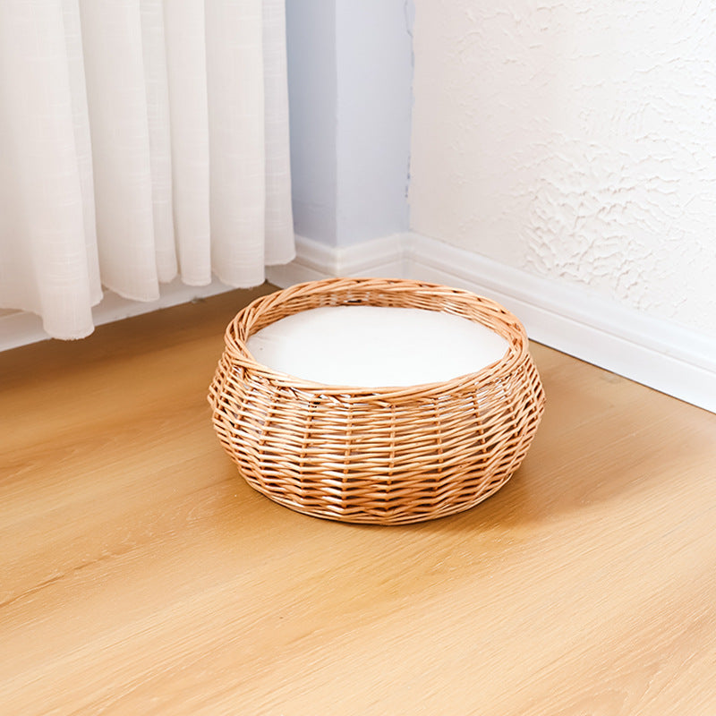 Handcrafted Round Wicker Storage Basket | High & Bury
