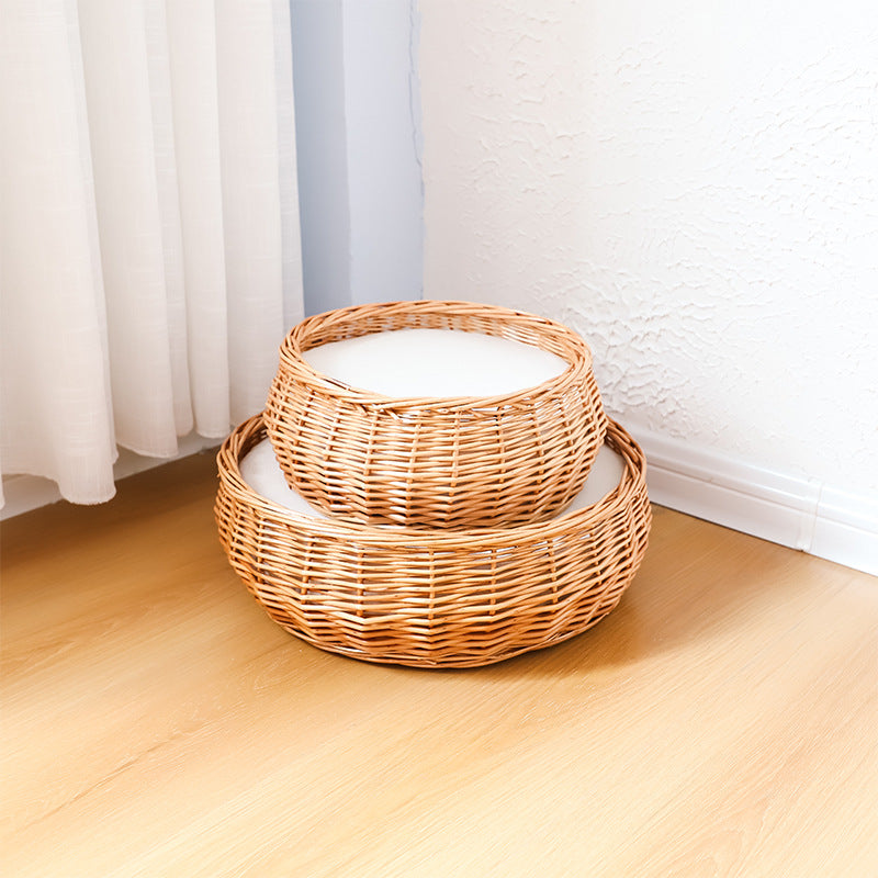 Handcrafted Round Wicker Storage Basket | High & Bury