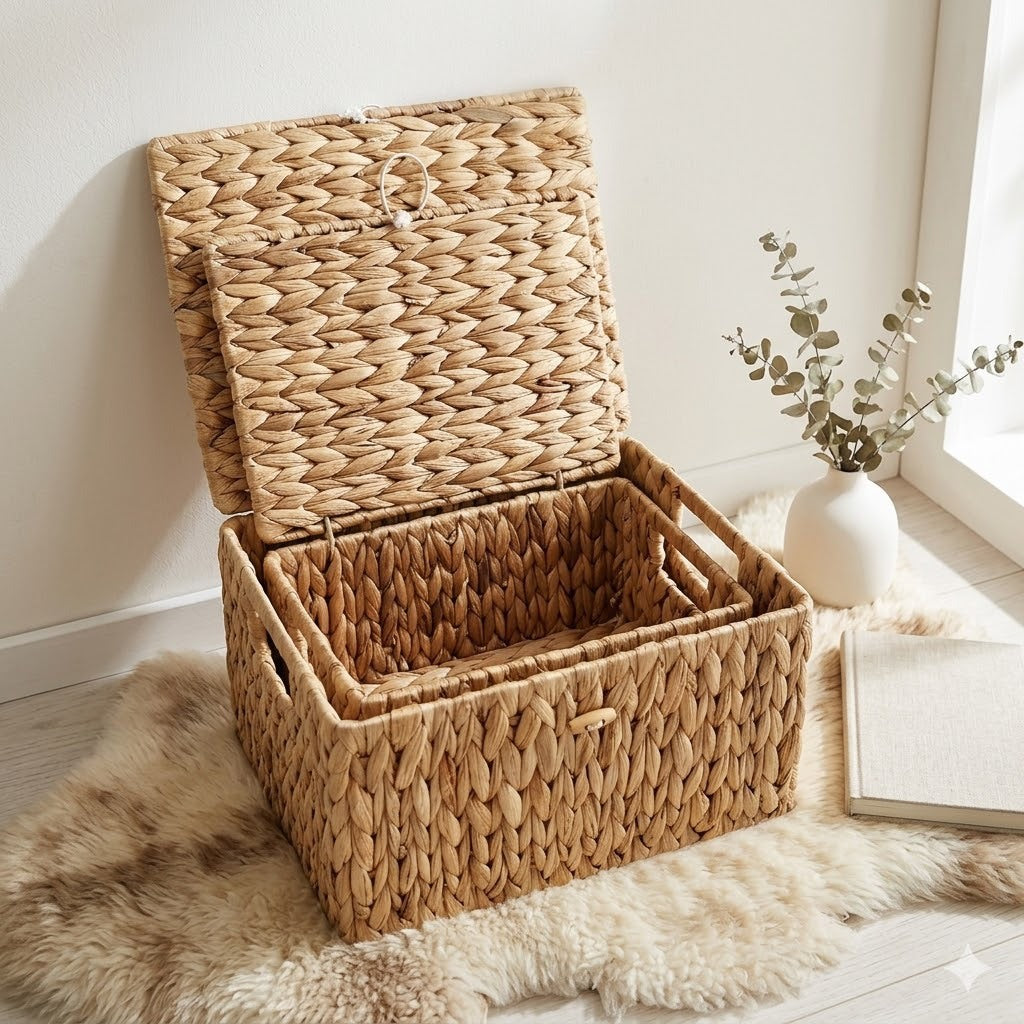 Handcrafted Storage Basket made of Natural Materials Without Lid | High & Bury