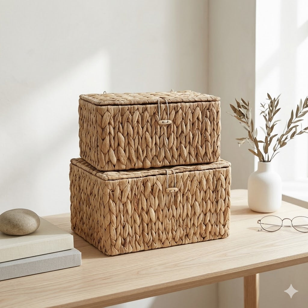 Handcrafted Storage Basket made of Natural Materials Without Lid | High & Bury