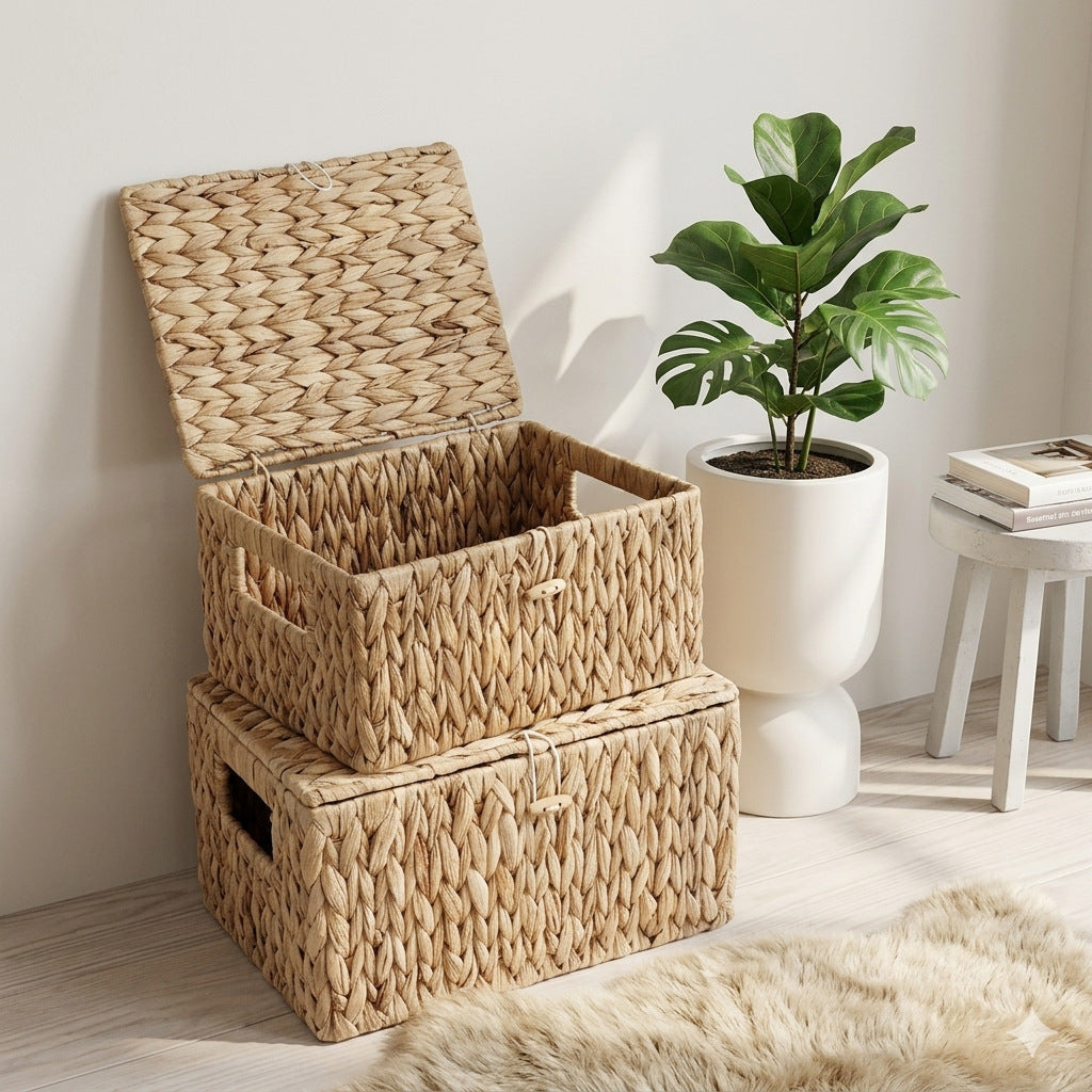 Handcrafted Storage Basket made of Natural Materials Without Lid | High & Bury
