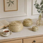 Handcrafted Storage Basket Set made of Natural Rattan | High & Bury