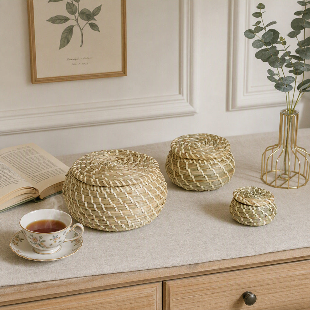 Handcrafted Storage Basket Set made of Natural Rattan | High & Bury