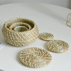 Handcrafted Storage Basket Set made of Natural Rattan | High & Bury