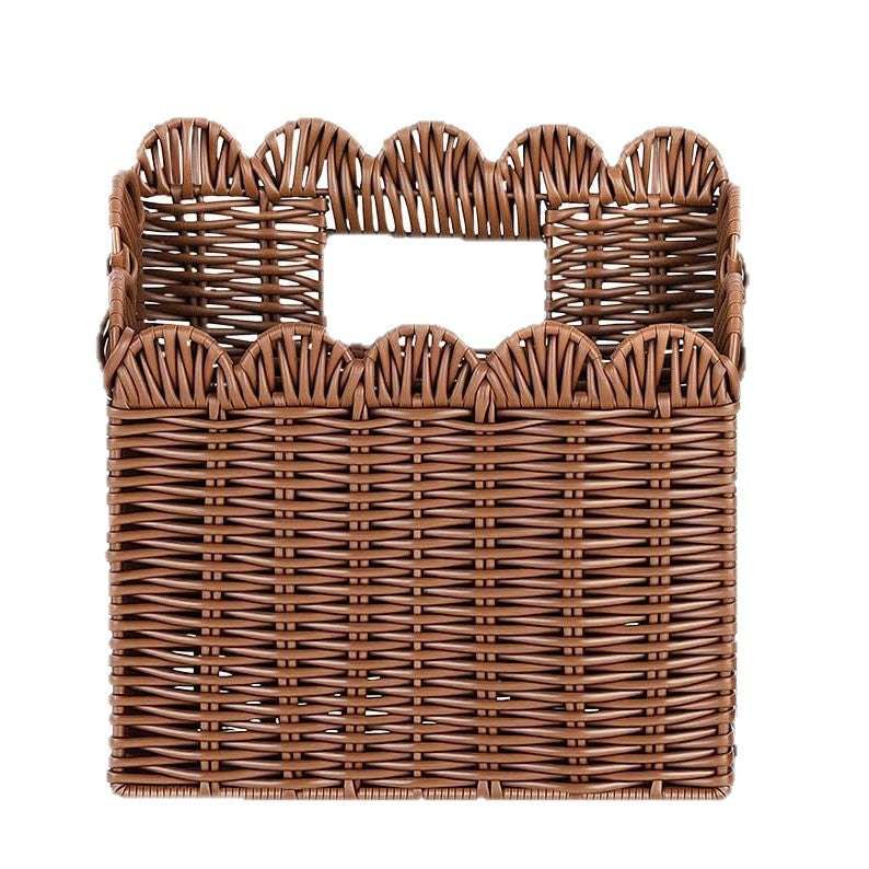 Handcrafted Storage Basket with Curved Edge Woven Natural Fiber Soft Textile | High & Bury