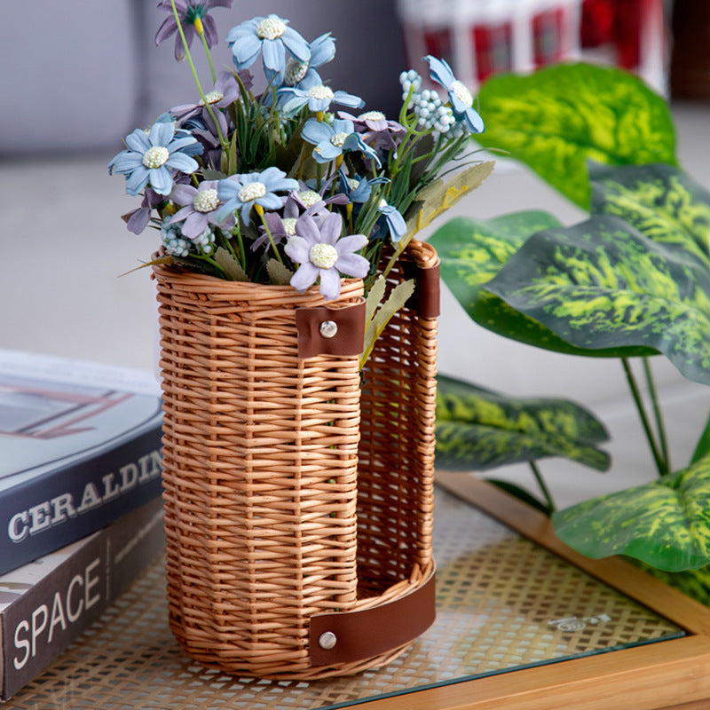 Handcrafted Storage Basket with Leather Handles | High & Bury