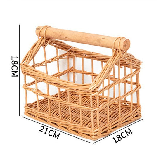 Handcrafted Storage Basket with Wooden Handle | High & Bury