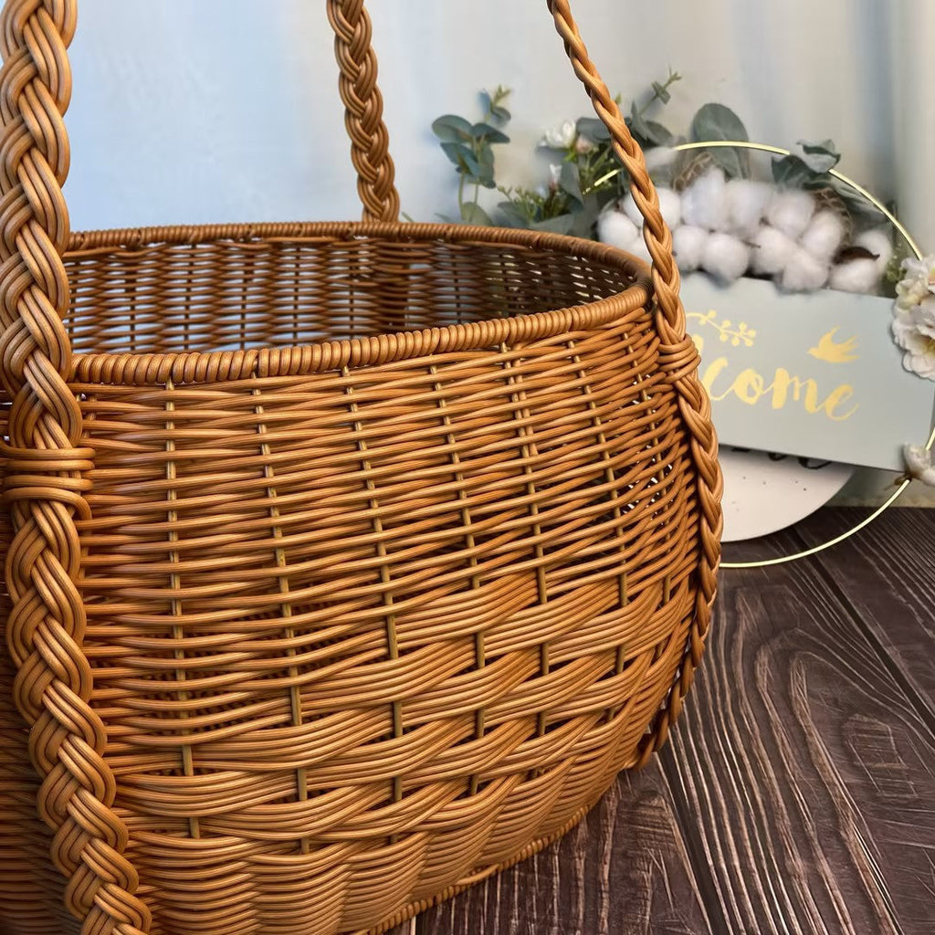 Handcrafted Woven Storage Basket Beige | High & Bury