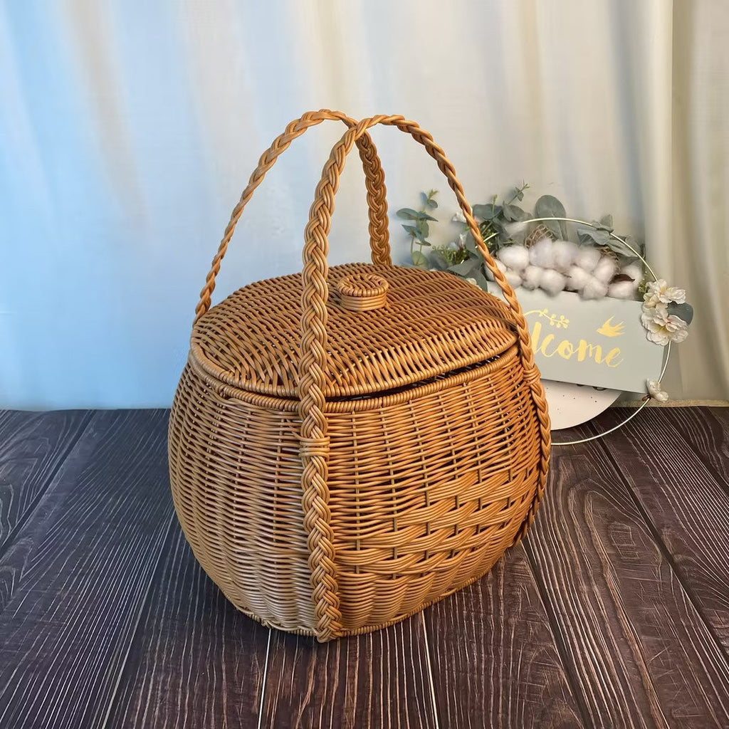 Handcrafted Woven Storage Basket Beige | High & Bury