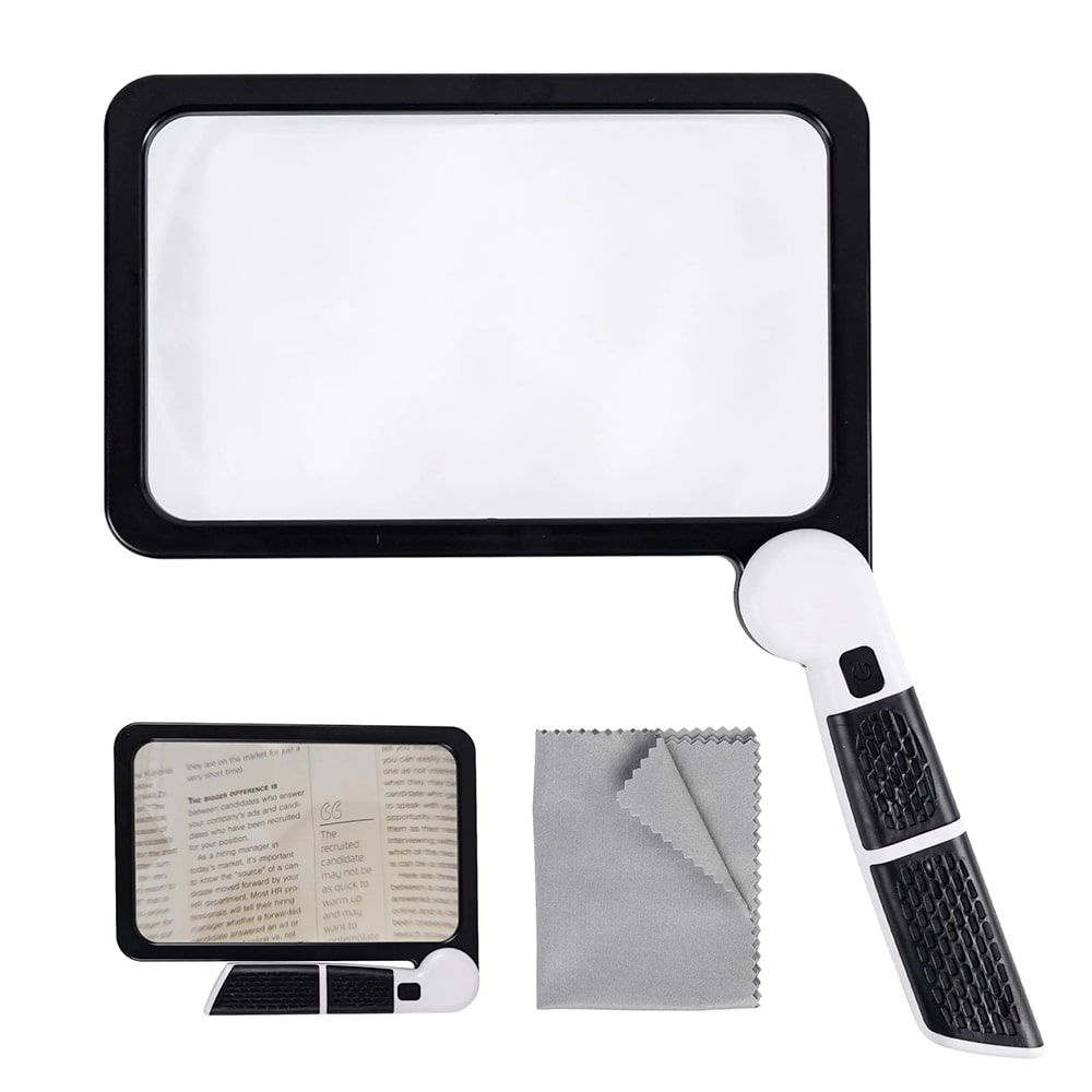 Handheld LED Magnifying Glass, 5×, Folding Handle, 48 LEDs, view 3