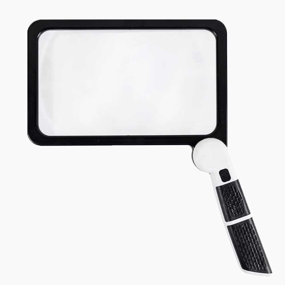 Handheld LED Magnifying Glass, 5×, Folding Handle, 48 LEDs