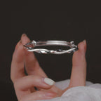 Handmade 925 Sterling Silver Twisted Bracelet, Adjustable, 6 cm, view 2