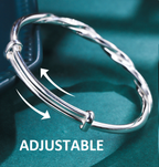 Handmade 925 Sterling Silver Twisted Bracelet, Adjustable, 6 cm, view 5