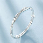 Handmade 925 Sterling Silver Twisted Bracelet, Adjustable, 6 cm, view 7