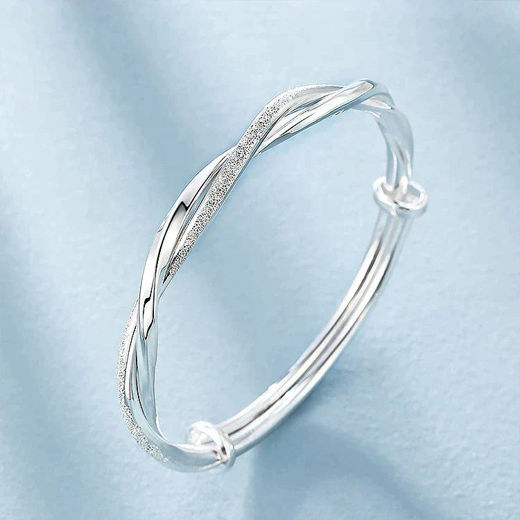Handmade 925 Sterling Silver Twisted Bracelet, Adjustable, 6 cm, view 7