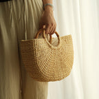 Handmade Beach Bag made of Braided Rattan | High & Bury