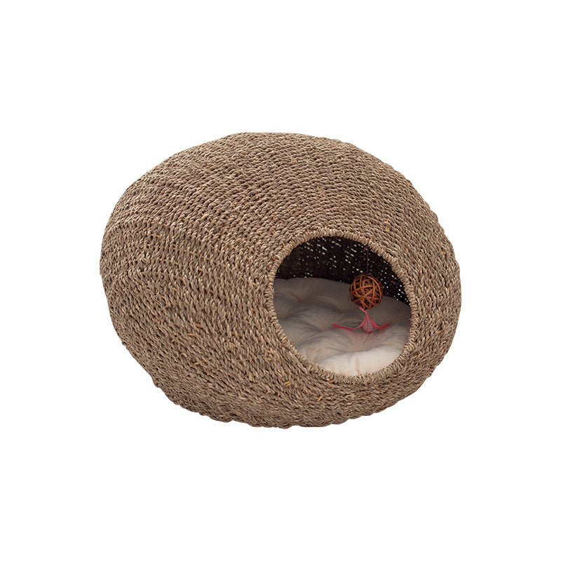 Handmade Cat Cave made from Natural Rattan | High & Bury
