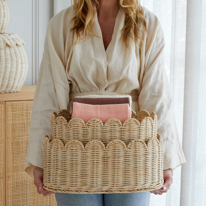 Handmade Decorative Basket with Wavy Edge | High & Bury