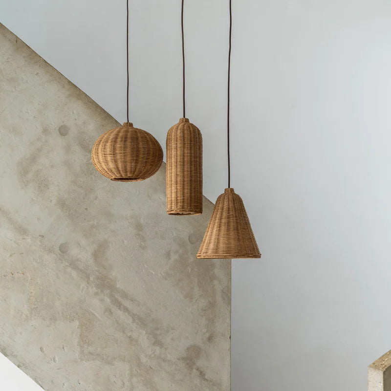 Handmade Pendant Light made of Braided Rattan | High & Bury