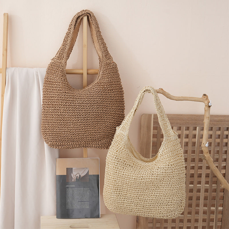 Handmade Wicker Bag Brown Beige | High & Bury