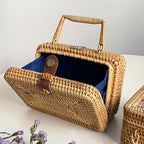 Handwoven Basket Bag Black Blue | High & Bury