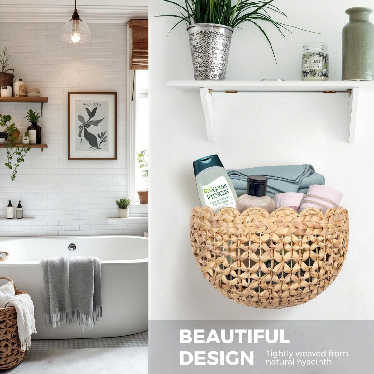 Handwoven Basket Green Beige | High & Bury