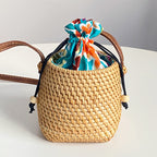 Handwoven Basket with Leather Handle | High & Bury